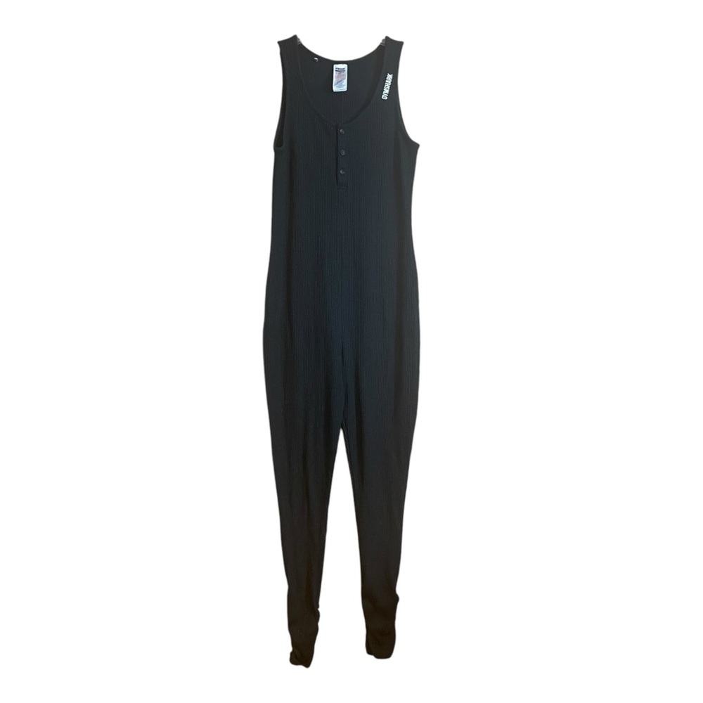 Gymshark black ribbed one piece jumpsuit medium